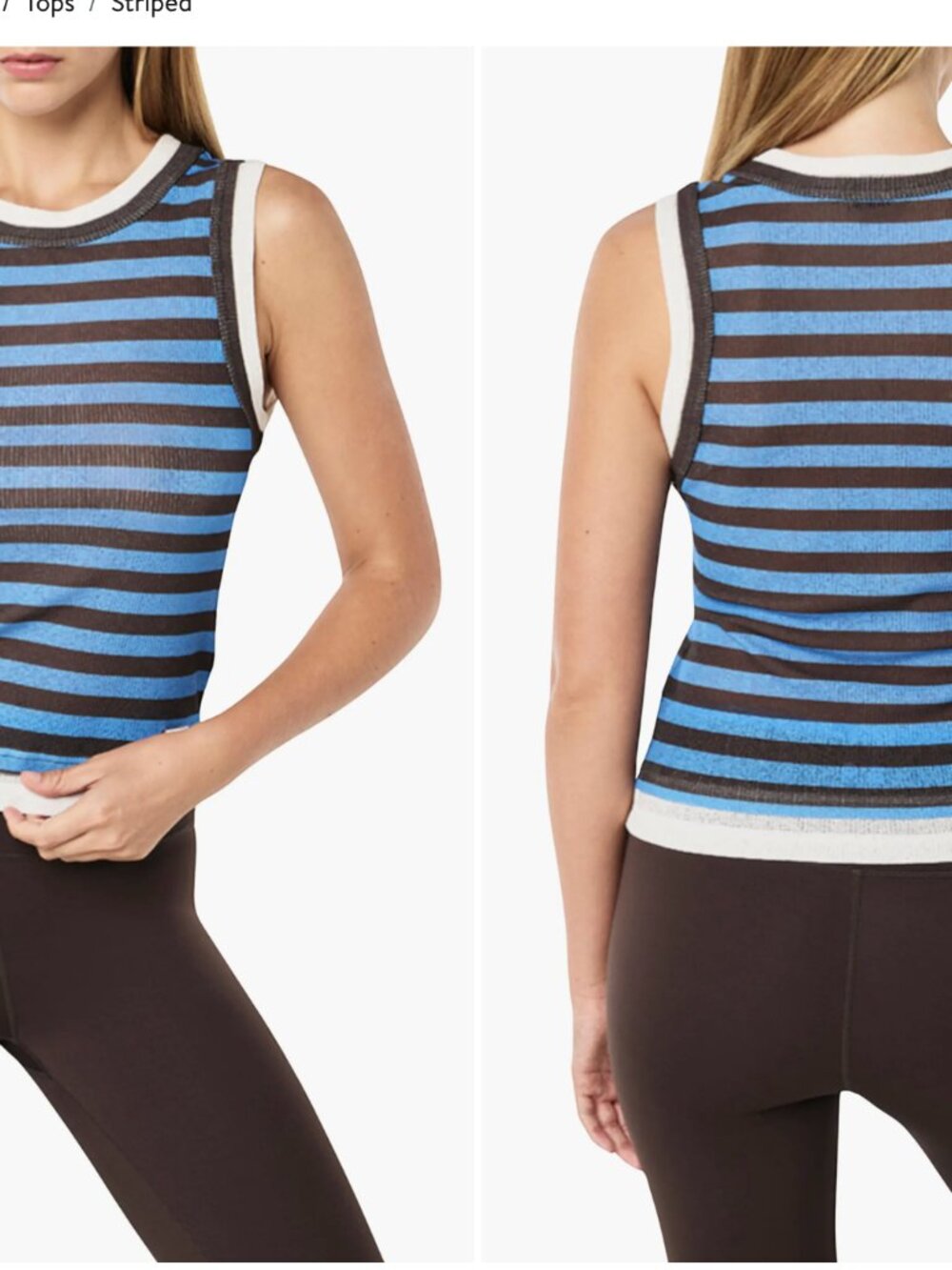 P.E Nation Blue & Black Striped womens Tank - serene stripe tank